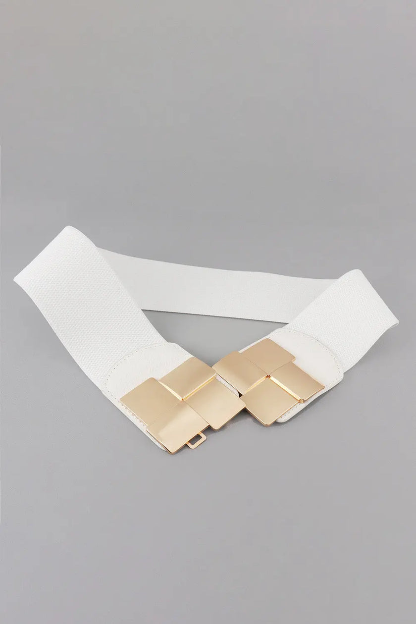 Geometric Buckle Elastic Wide Belt  Style Ratio