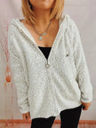 Zip Up Drawstring Long Sleeve Hooded Sweater  Style Ratio