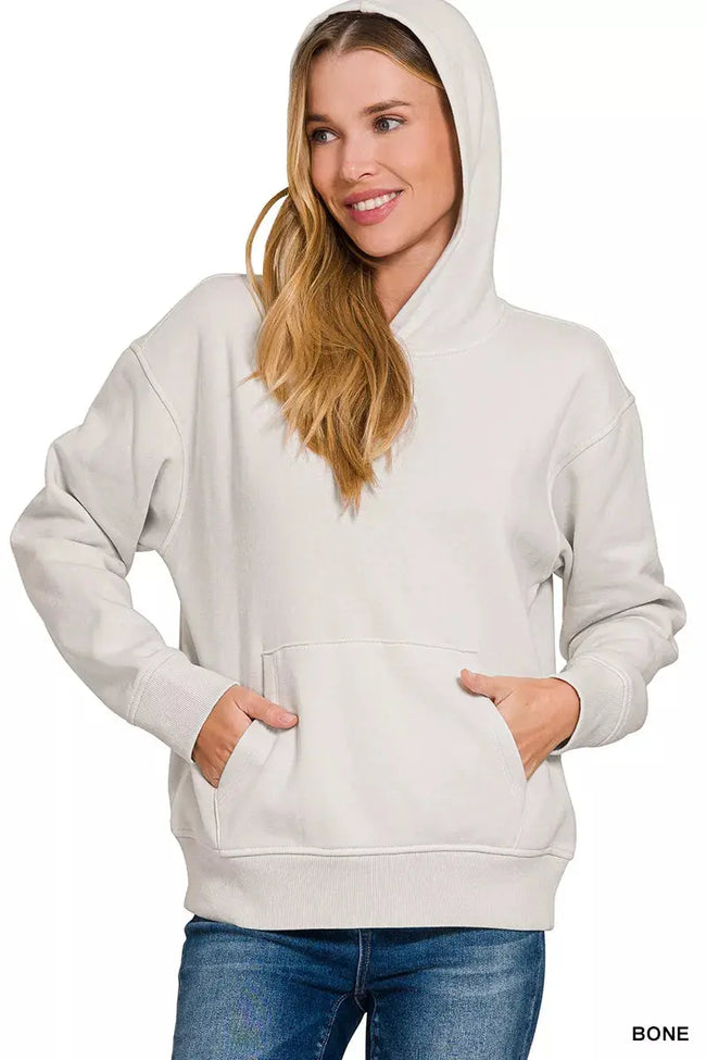 Zenana Fleece Kangaroo Pocket Hoodie  Style Ratio