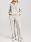 Collared Sweatshirt and High Waist Pants Active Set  Style Ratio