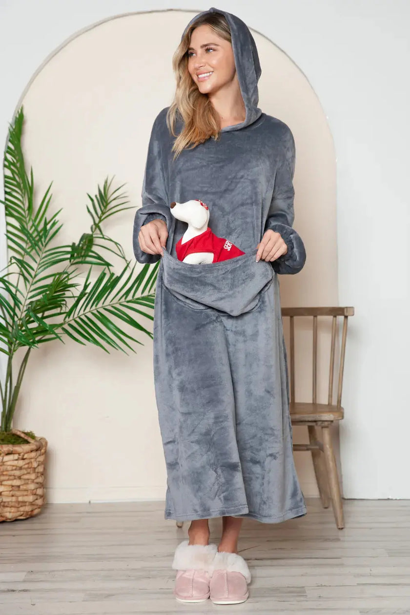 Double Take Pocketed Hooded Midi Lounge Dress  Style Ratio