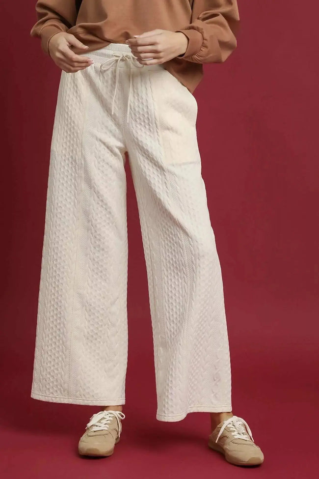 Umgee Cable Knit Textured Wide Leg Pants  Style Ratio