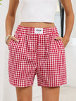 Gingham Elastic Waist Casual Shorts  Style Ratio