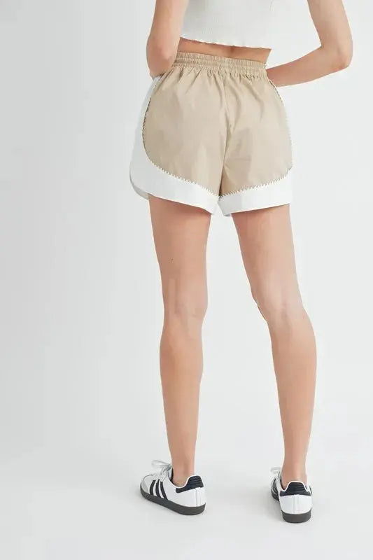 Mable Drawstring Waist Contrast Trim Detail Shorts  Style Ratio
