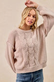 BiBi Cable Knit Sweater with Shoulder Braid Detail  Style Ratio
