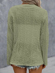 Eyelet Roll-Tab Sleeve Cardigan  Style Ratio