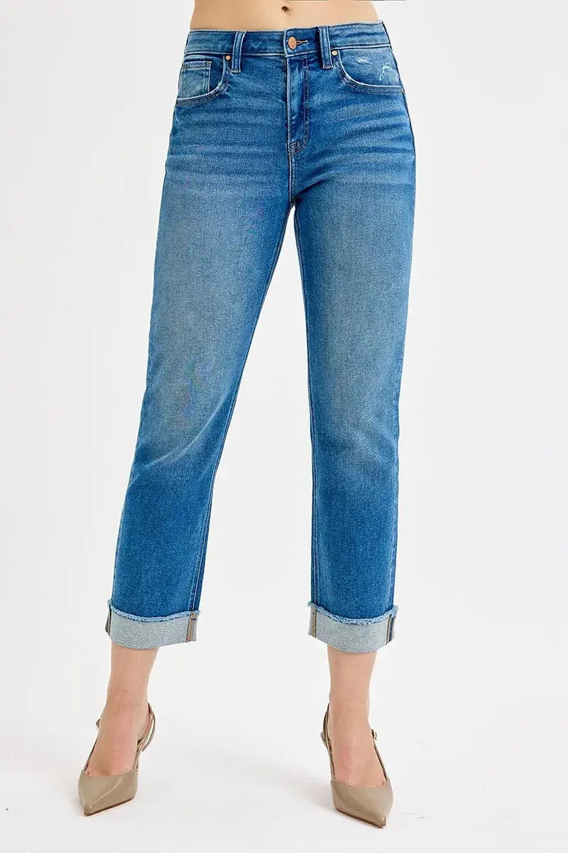 RISEN High Rise Boyfriend Fit Ankle Jeans  Style Ratio