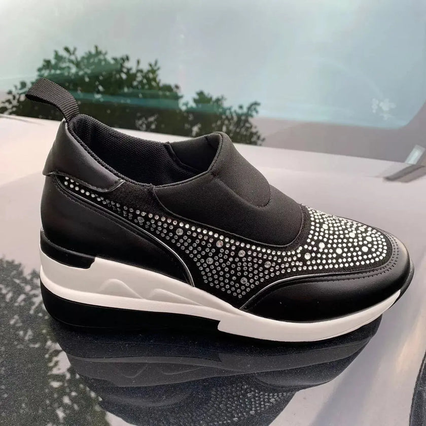 Rhinestone Embellished Wedge Sneakers  Style Ratio