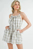 Mable Plaid Sleeveless Button Down Romper  Style Ratio