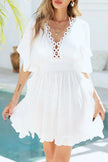Ruffled Smocked Waist V-Neck Cover-Up  Style Ratio