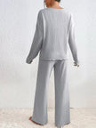 Ribbed V-Neck Top and Pants Loungewear  Style Ratio