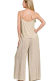 Zenana Woven Acid Crinkle Washed Cami & Pants 2 Piece Set  Style Ratio