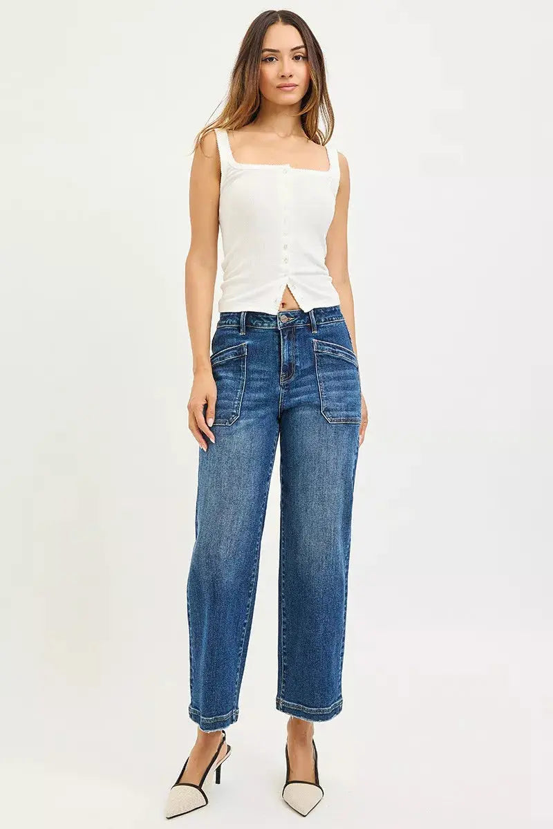 RISEN Slouchy Cropped Baggy Jeans with Front Patch Pocket  Style Ratio