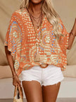 Printed V Neck Half Sleeve Blouse  Style Ratio