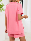 Round Neck Short Sleeve Shirt and Shorts Loungewear  Style Ratio