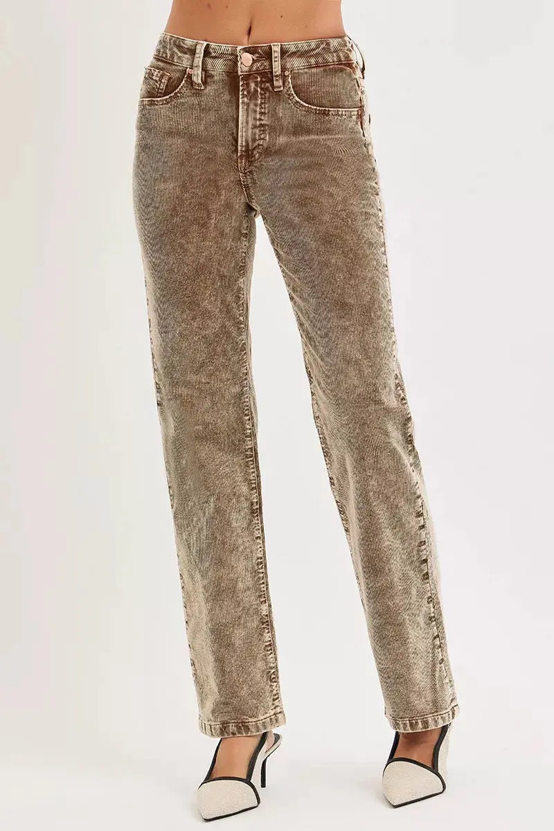 RISEN Tummy Control Mid Rise Straight Leg Corduroy Pants  Style Ratio