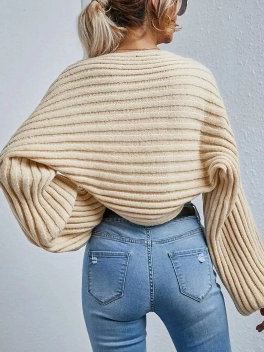 Cropped Ribbed Knit Cardigan  Style Ratio