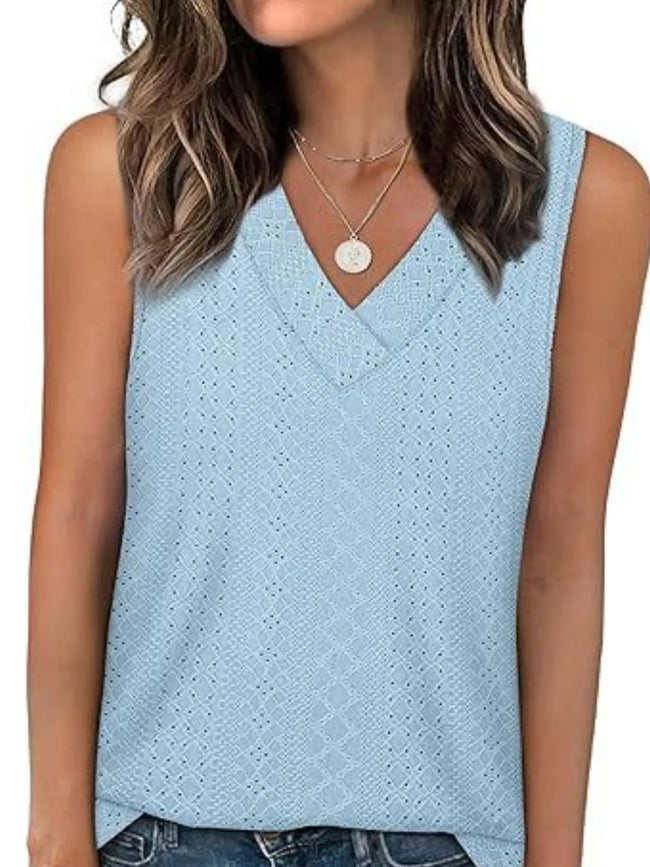 Eyelet V-Neck Tank  Style Ratio