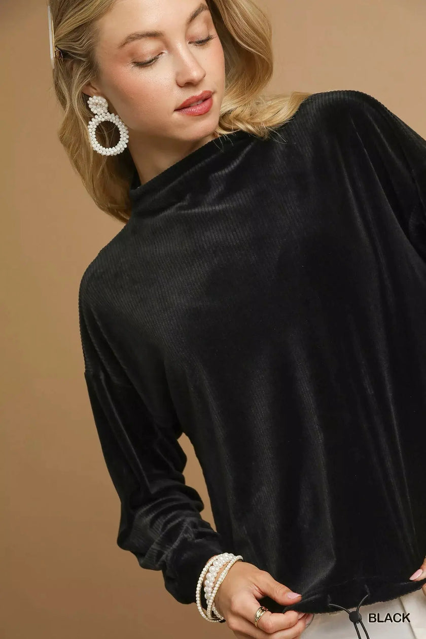 Umgee Ribbed Drawstring Hem Sweater  Style Ratio