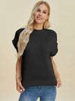 Double Take Full Size Mock Neck Short Sleeve Sweater  Style Ratio