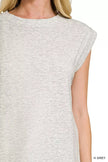 Zenana Scuba Round Neck Cap Sleeve Top  Style Ratio