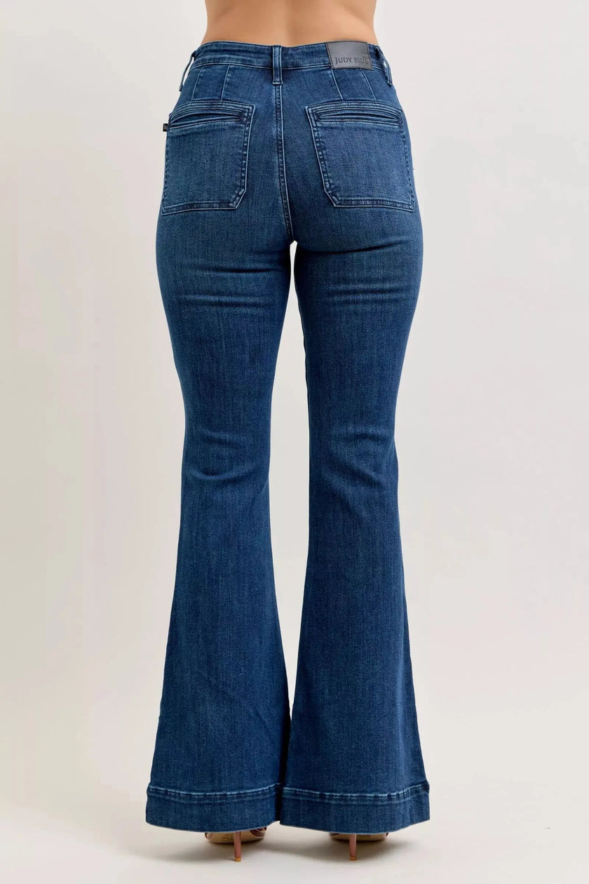 Judy Blue High-Waisted Flare Jeans with Front Pockets  Style Ratio