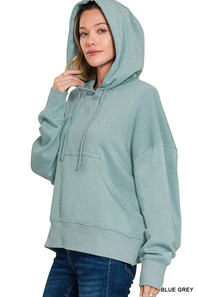 Zenana Oversized Fleece Kangaroo Pocket Hoodie  Style Ratio