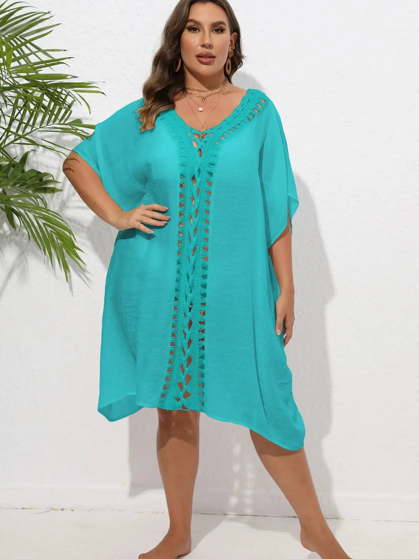 Crochet Trim V-Neck Beach Cover Up  Style Ratio