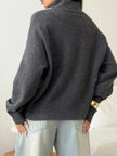 Mock Neck Dropped Shoulder Sweater  Style Ratio
