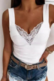 Full Size Lace Detail V-Neck Tank  Style Ratio