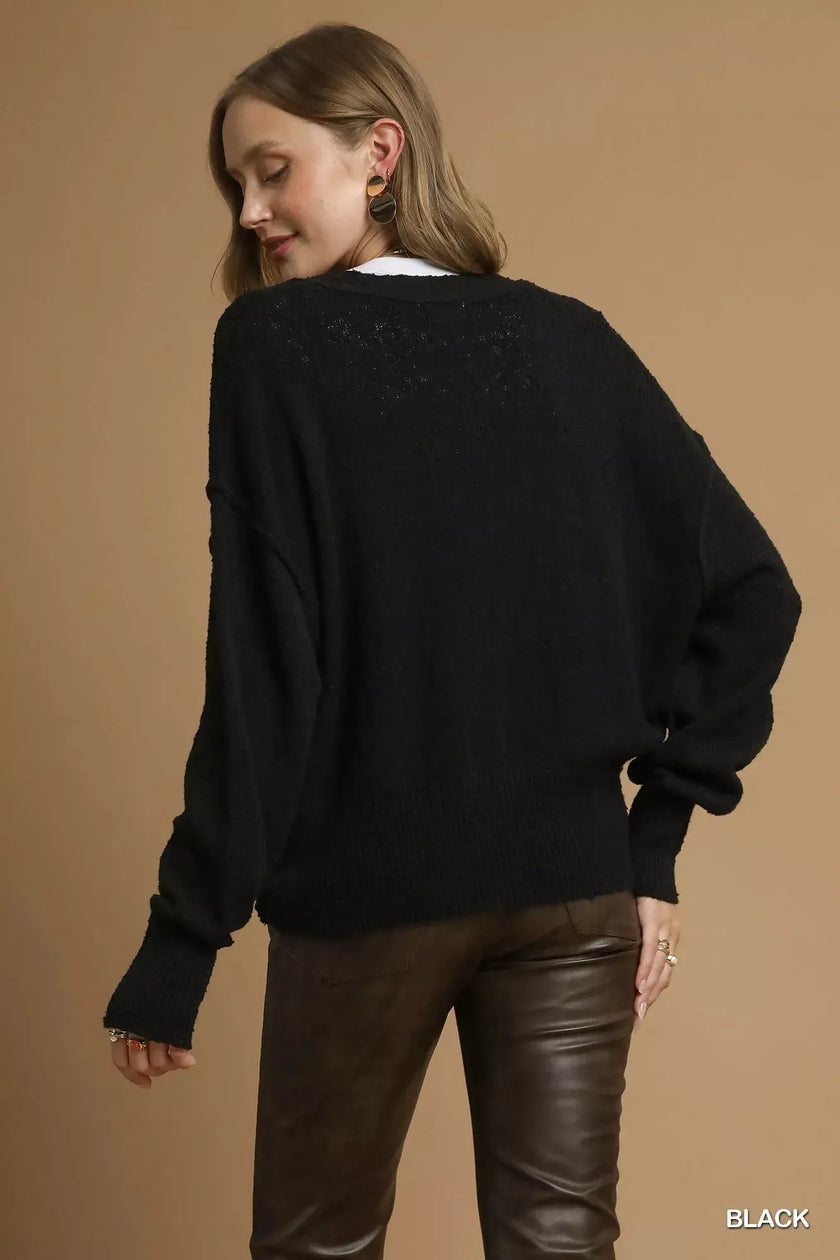 Umgee Button-Front V-Neck Knit Cardigan  Style Ratio