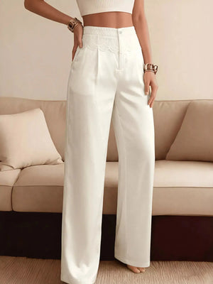 Lace Waist Wide Leg Pants  Style Ratio