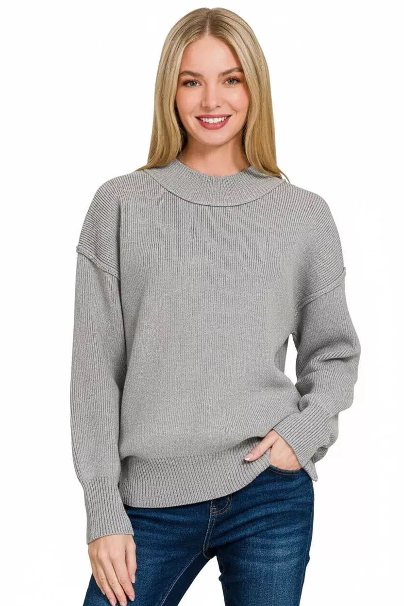 Zenana Wide Neckband Drop Shoulder Sweater  Style Ratio