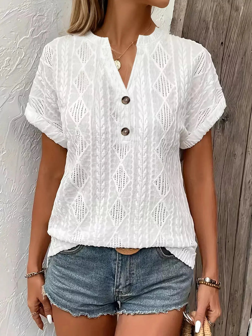 Diamond Pattern Short Sleeve Top  Style Ratio