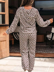 Checkered Drawstring Hoodie and Pants Set  Style Ratio