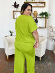 Double Take Texture Round Neck Short Sleeve Shirt and Wide Leg Pants  Style Ratio