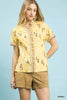 Umgee Printed Ruffle Trim Button Front Blouse  Style Ratio