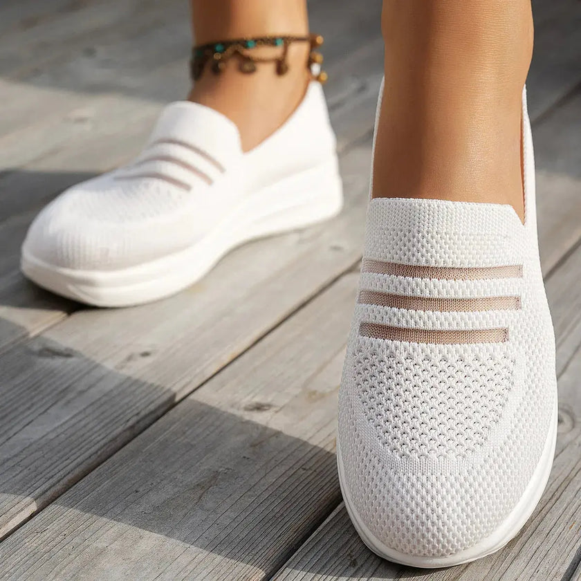 Mesh Round Toe Platform Slip-Ons  Style Ratio