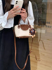 Two-Tone Flap Decor Crossbody Bag with Charm  Style Ratio