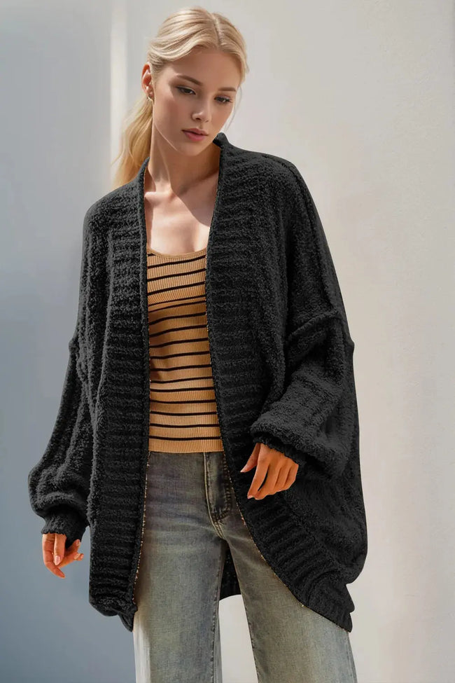Double Take Full Size Open Front Long Sleeve Cardigan  Style Ratio