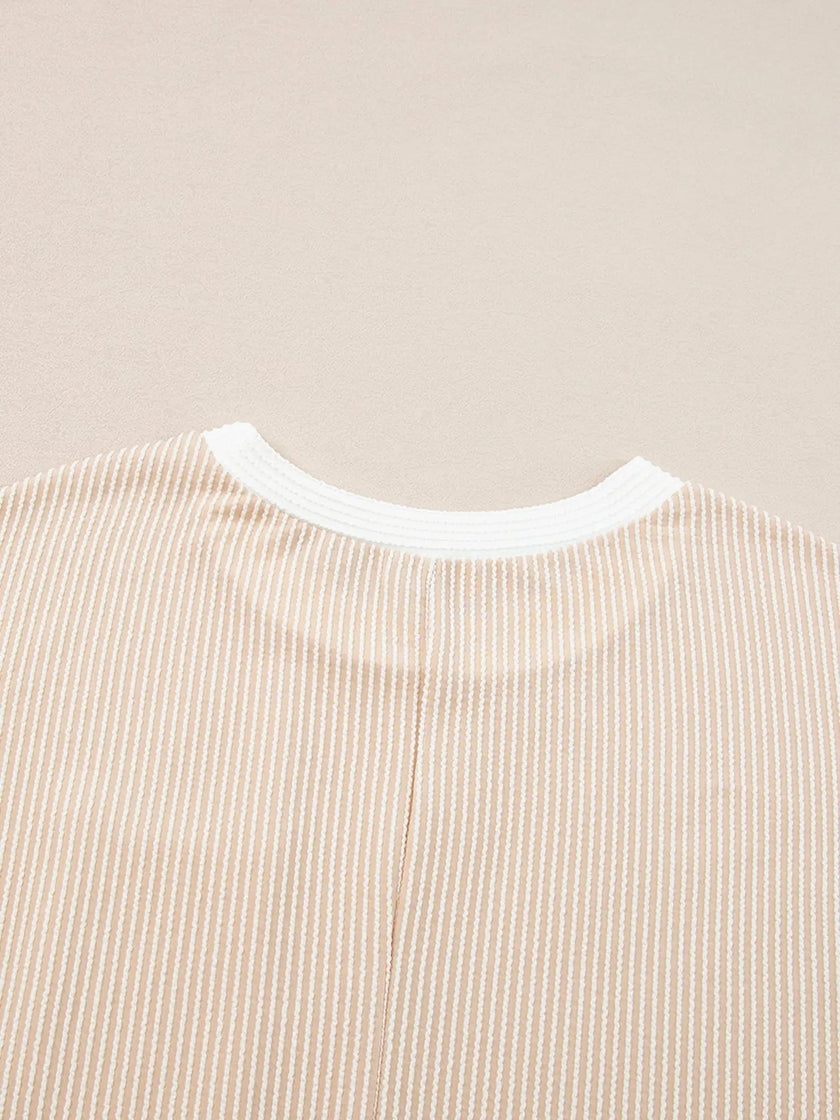 Twisted Ribbed Color Block Trim Shirt Shift Dress  Style Ratio