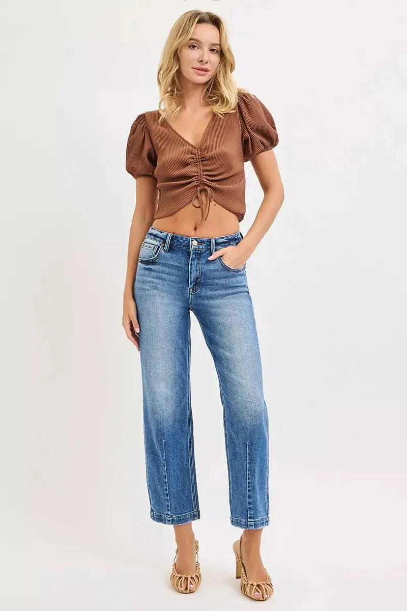RISEN High Rise Crop Boyfriend Tapered Jeans  Style Ratio