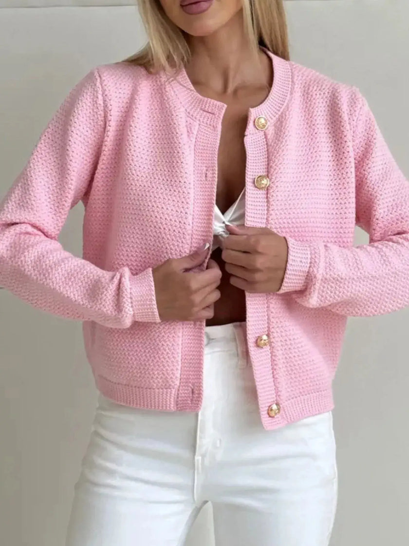 Button Up Texture Knit Cardigan  Style Ratio
