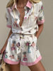 Printed Short Sleeve Romper with Belt  Style Ratio