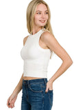 Zenana Built In Bra Seamless Crop Tank Top  Style Ratio
