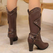 Riveted Criss-Cross Strap Heeled Boots  Style Ratio