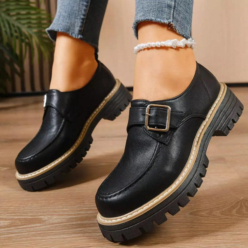 Round Toe Buckle Loafers  Style Ratio