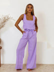 Square Neck Sleeveless Top and Pants Set  Style Ratio