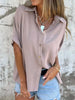 Full Size Collared Neck Half Sleeve Shirt  Style Ratio