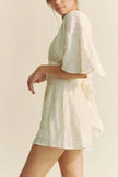 Davi & Dani Batwing Sleeve Waist Belt Romper  Style Ratio